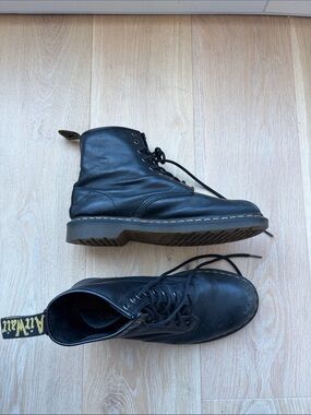 Dr. Martens Black Leather 8-Eye Lace-Up Boots